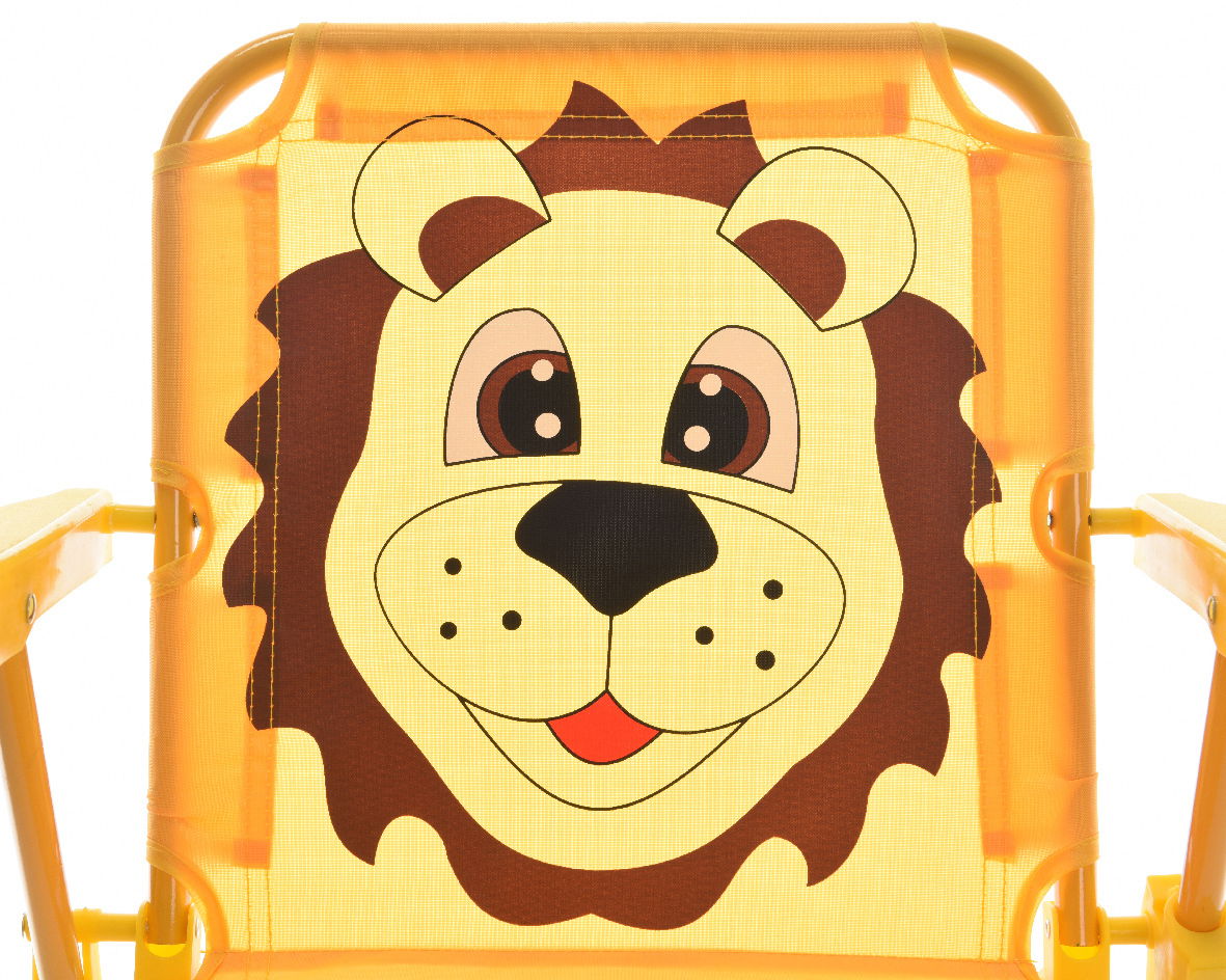 Kinder Gartenstuhl mit fröhlichem Löwenmotiv, Vorderansicht