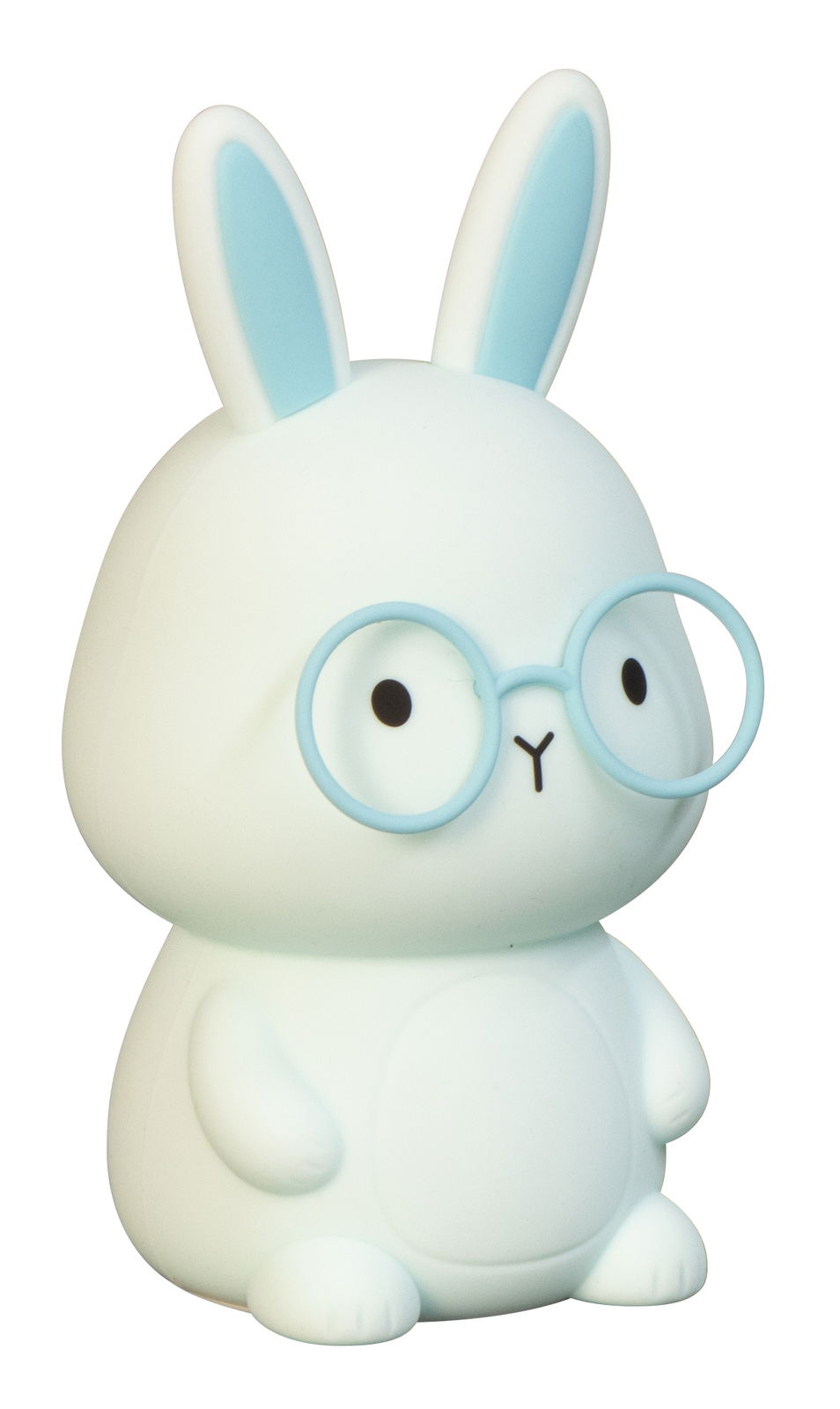 FHL easy Akku-Nachtlicht Bunny FELIX Niedliches Akku-Nachtlicht in Form eines Hasen mit blauen Ohren und Brille, seitliche Perspektive