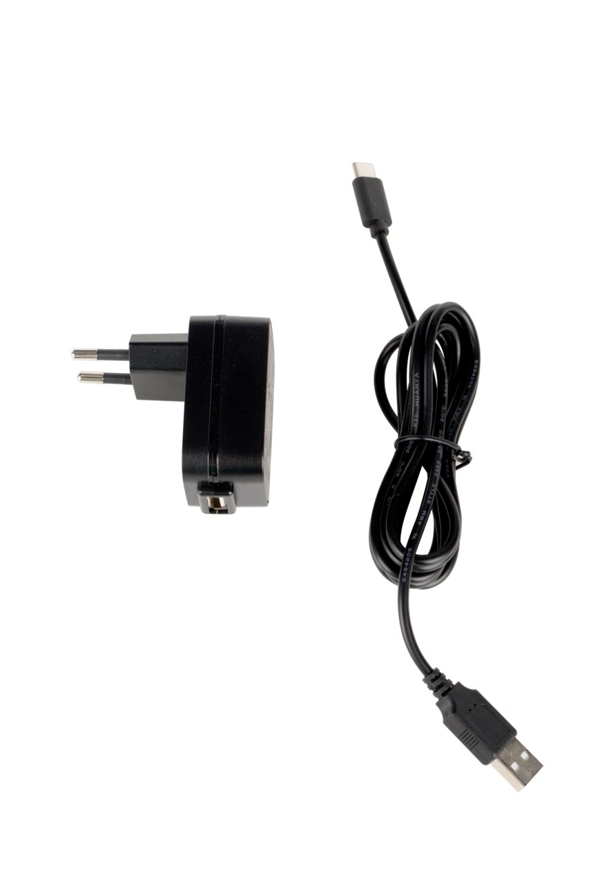 Netzteil und USB-Kabel für Glitterleuchte Storm, seitliche Ansicht