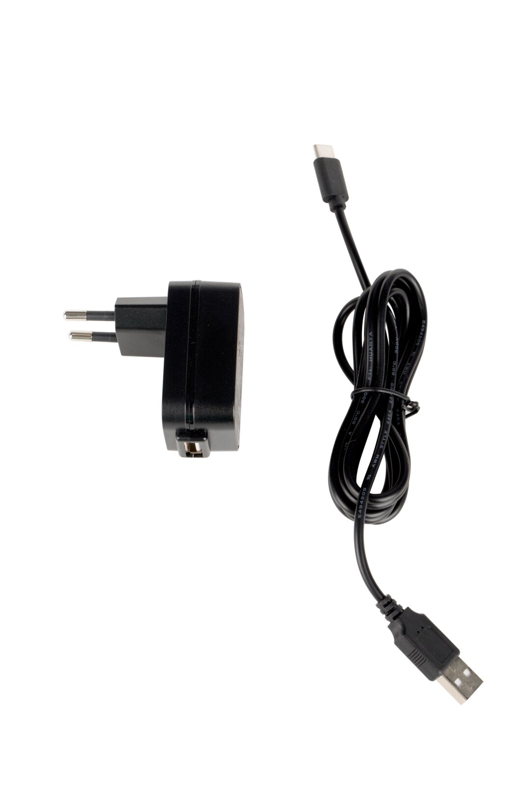 Netzteil und USB-Kabel für Glitterleuchte Storm, seitliche Ansicht