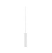 Minimalistische witte hanglamp in cilindrische vorm, zijaanzicht