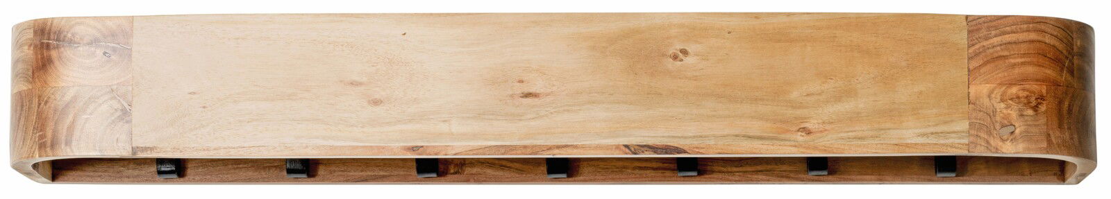 Holz-Wandgarderobe mit natürlicher Maserung und mehreren Haken, Ansicht von vorne