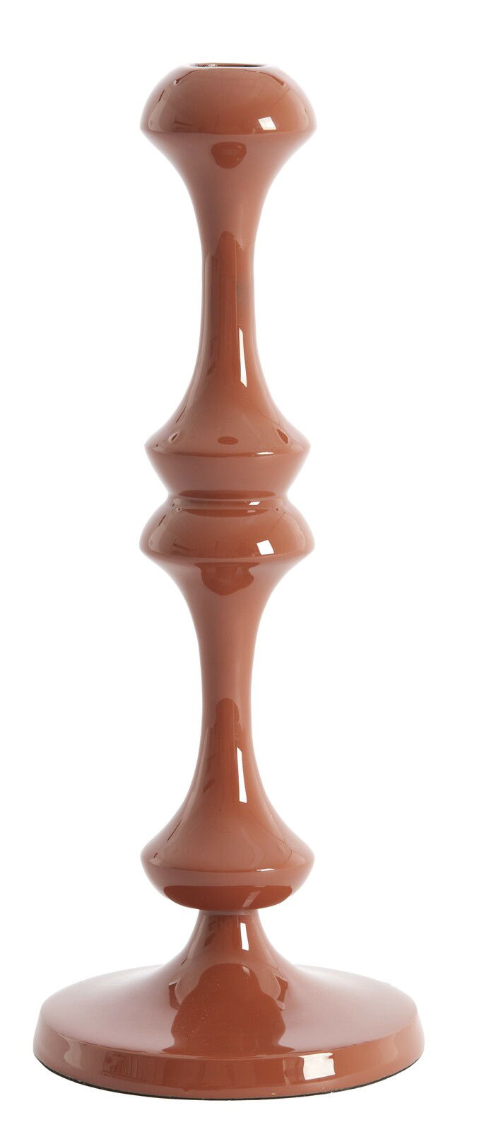 Light&Living Kerzenständer ISARA Kerzenständer aus braunem, glänzendem Material in einer eleganten, geschwungenen Form, frontal fotografiert.