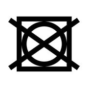 Symbol für nicht im Trockner trocknen, schwarze Linien auf weißem Hintergrund, Frontalansicht
