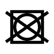 Symbol für nicht im Trockner trocknen, schwarze Linien auf weißem Hintergrund, Frontalansicht
