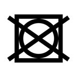 Symbol für nicht im Trockner trocknen, schwarze Linien auf weißem Hintergrund, Frontalansicht