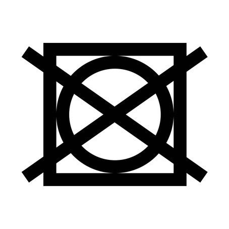 Symbol für nicht im Trockner trocknen, schwarze Linien auf weißem Hintergrund, Frontalansicht