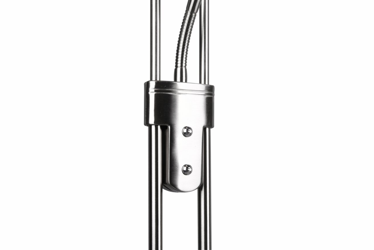 Nahaufnahme eines Teils des LED-Fluters ORSON, 27W+4,5W, mit metallischer Oberfläche und Schrauben.