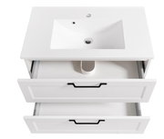 Weißes Waschtisch-Set mit zwei offenen Schubladen, Ansicht von oben