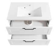 Weißes Waschtisch-Set mit zwei offenen Schubladen, Ansicht von oben