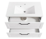 Weißes Waschtisch-Set mit zwei offenen Schubladen, Ansicht von oben