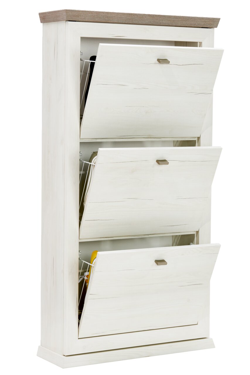 Hom´in Schuhkipper CAMRON Schuhkipper aus hellem Holz mit drei offenen Klappen, seitliche Perspektive