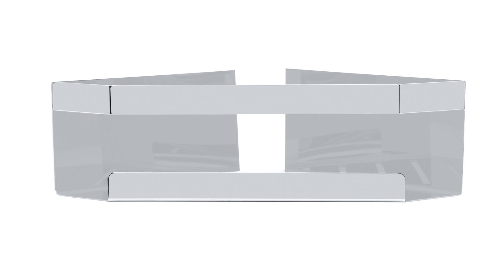 Glänzende Eckablage Meleto aus Metall, frontal betrachtet