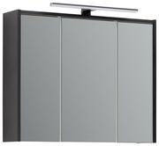 Moderner Spiegelschrank mit drei Türen und integrierter Beleuchtung, Frontalansicht