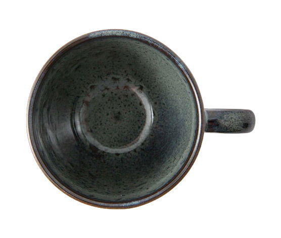 Ansicht von oben auf einen grauen Kaffeebecher Lave mit 340ml Fassungsvermögen.