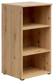Holzregal mit drei offenen Fächern, seitliche Perspektive