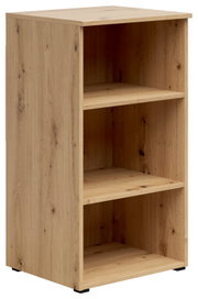 Holzregal mit drei offenen Fächern, seitliche Perspektive