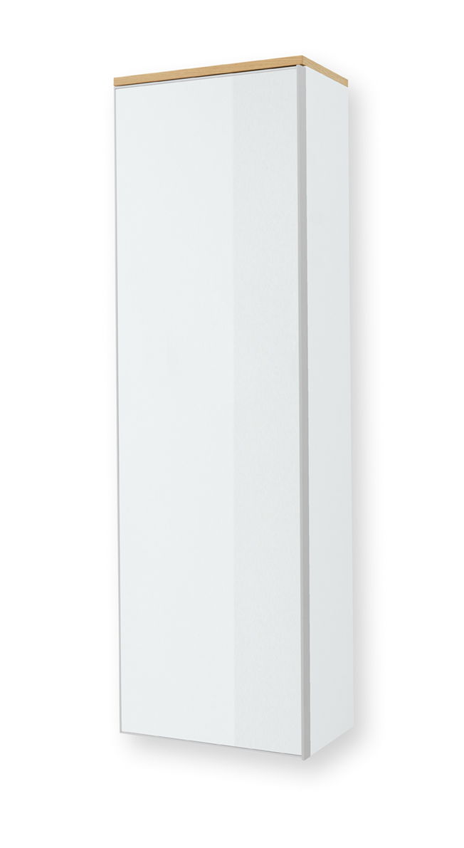 VOSS Hängegarderobenschrank li. VORTINA Weißer Hängegarderobenschrank mit Holzoberseite, seitliche Perspektive