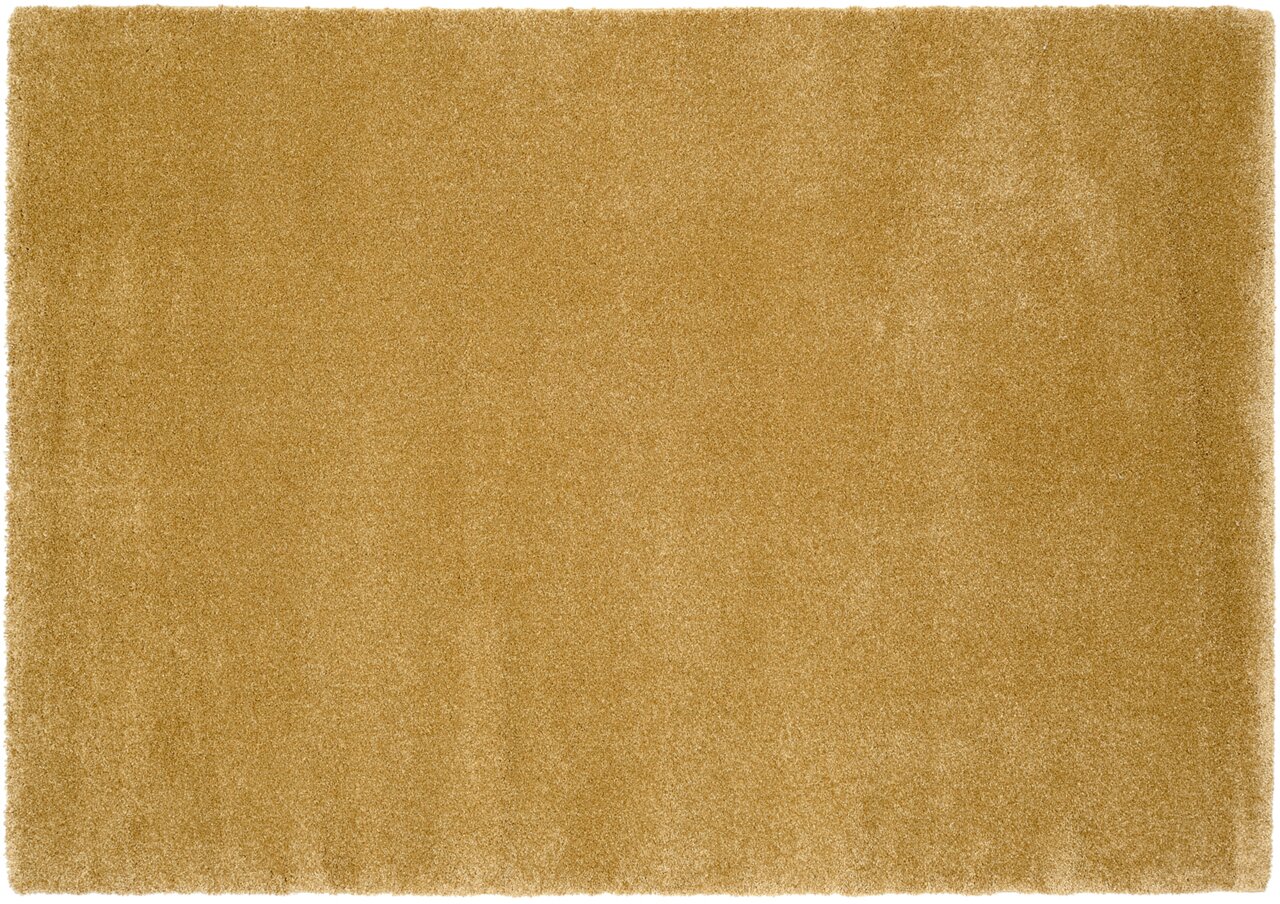 Beige Uni-Teppich in Draufsicht