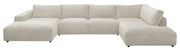 Beige Ecksofa LUCIA von Musterring in Frontalansicht mit geripptem Stoffbezug.