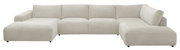 Beige Ecksofa LUCIA von Musterring in Frontalansicht mit geripptem Stoffbezug.