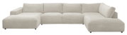 Beige hoekbank LUCIA van Musterring, gezien van voren, met geribbelde stoffen bekleding.