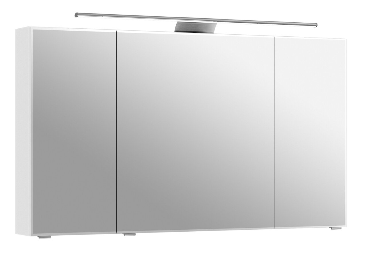 Pelipal Spiegelschrank SERIE 6005 SPRINT Moderner Spiegelschrank mit drei Türen und integrierter Beleuchtung, seitliche Perspektive
