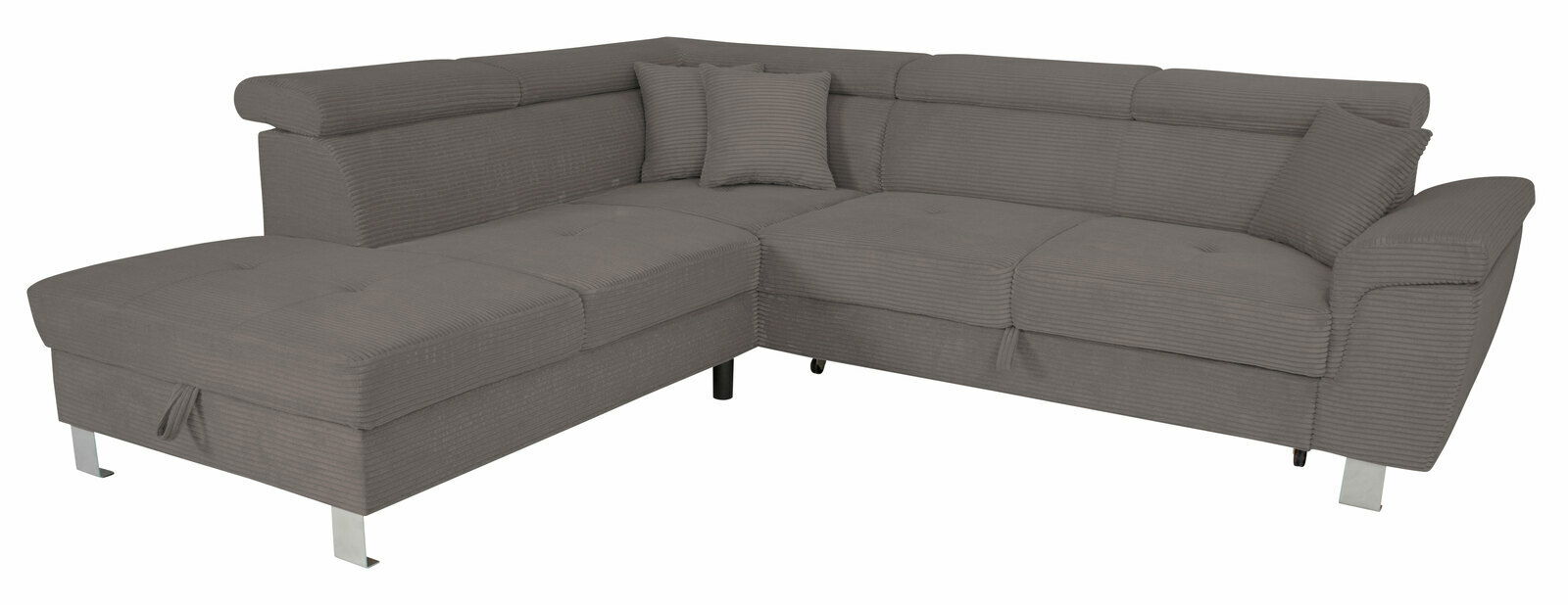 Graues Ecksofa mit Kissen, Vorderansicht