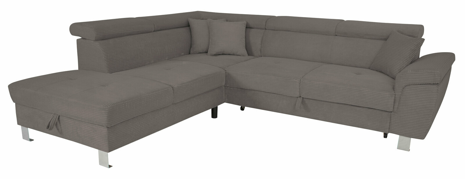 Graues Ecksofa mit Kissen, Vorderansicht