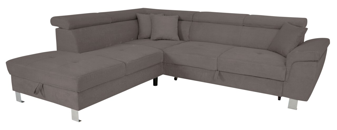 Z2 Ecksofa PINK Graues Ecksofa mit Kissen, Vorderansicht