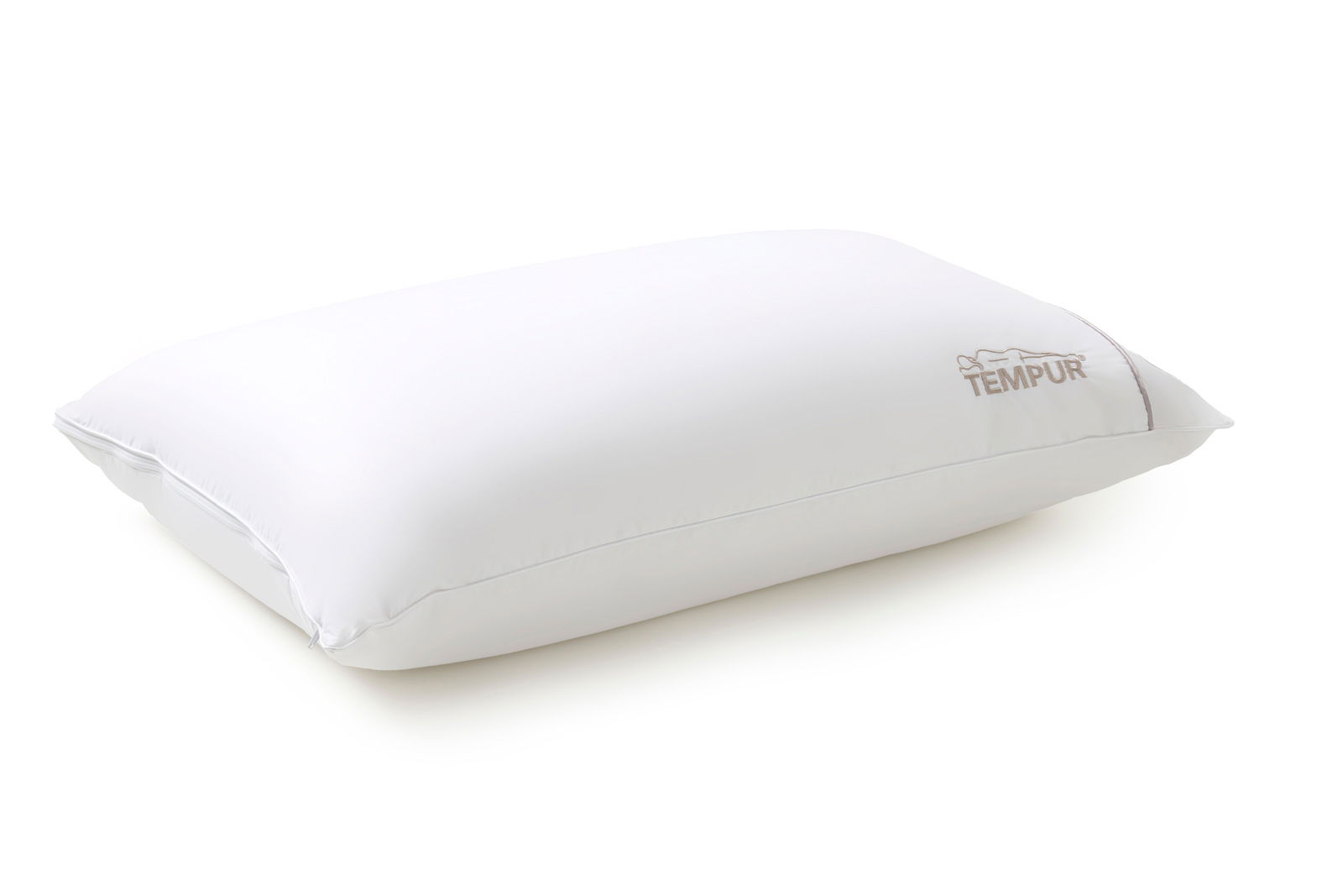Weißes Schlafkissen 80 x 40 cm mit TEMPUR-Logo, seitliche Perspektive