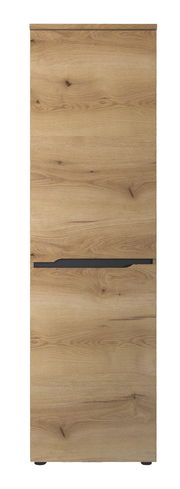Frontansicht eines XL-Schuh- und Garderobenschranks in Holzoptik mit klaren Linien und natürlicher Maserung.