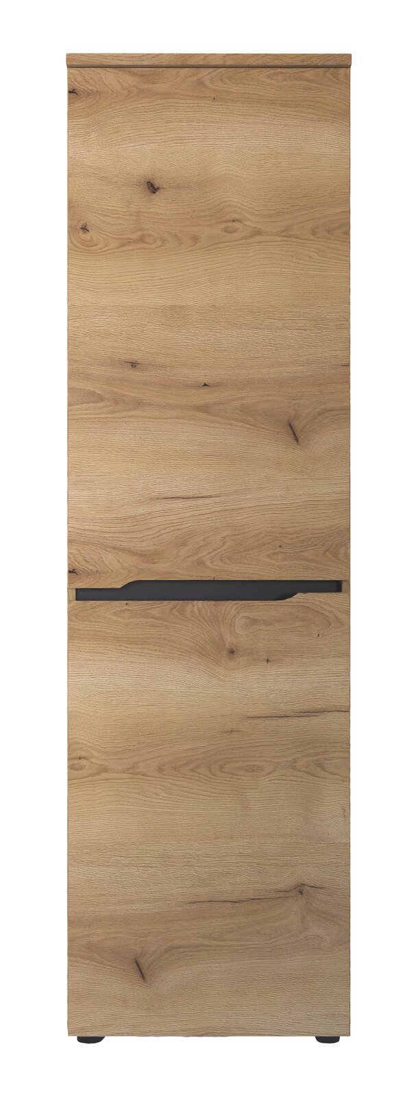 Frontansicht eines XL-Schuh- und Garderobenschranks in Holzoptik mit klaren Linien und natürlicher Maserung.