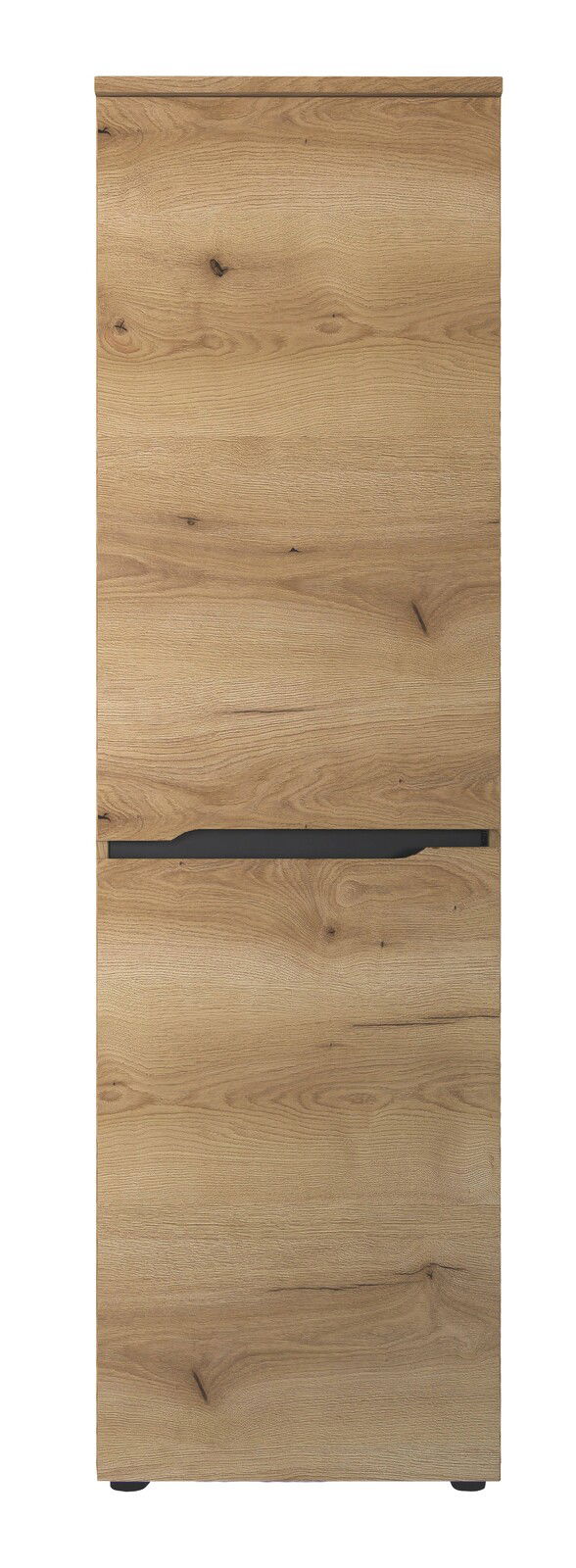 Frontansicht eines XL-Schuh- und Garderobenschranks in Holzoptik mit klaren Linien und natürlicher Maserung.