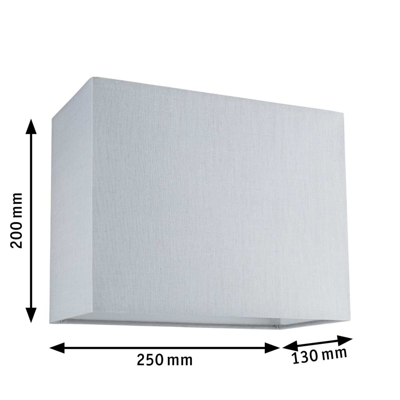 Rechthoekige, witte decoratieve paraplu Verona van stof, zijaanzicht, afmetingen 250 mm x 130 mm x 200 mm