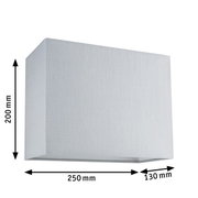 Rechthoekige, witte decoratieve paraplu Verona van stof, zijaanzicht, afmetingen 250 mm x 130 mm x 200 mm