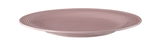 Runder Frühstücksteller 23 cm in Rosa mit Rillenmuster, seitliche Perspektive