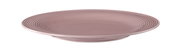 Runder Frühstücksteller 23 cm in Rosa mit Rillenmuster, seitliche Perspektive
