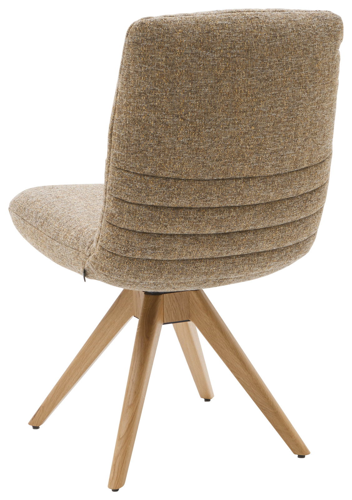 Dieter Knoll Stuhl MIGUEL Rückansicht eines modernen Stuhls mit gepolsterter Rückenlehne und Holzbeinen.