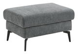 Grauer XL Hocker mit schwarzem Metallgestell, seitliche Perspektive