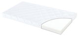 Weiße Matratze 60x120 cm mit abgerundeter Ecke, seitliche Perspektive