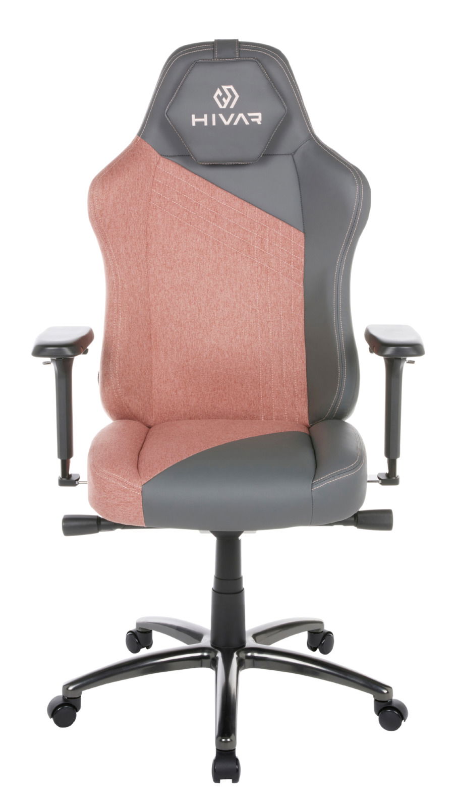 Gaming Stuhl in rosa und grau, Vorderansicht