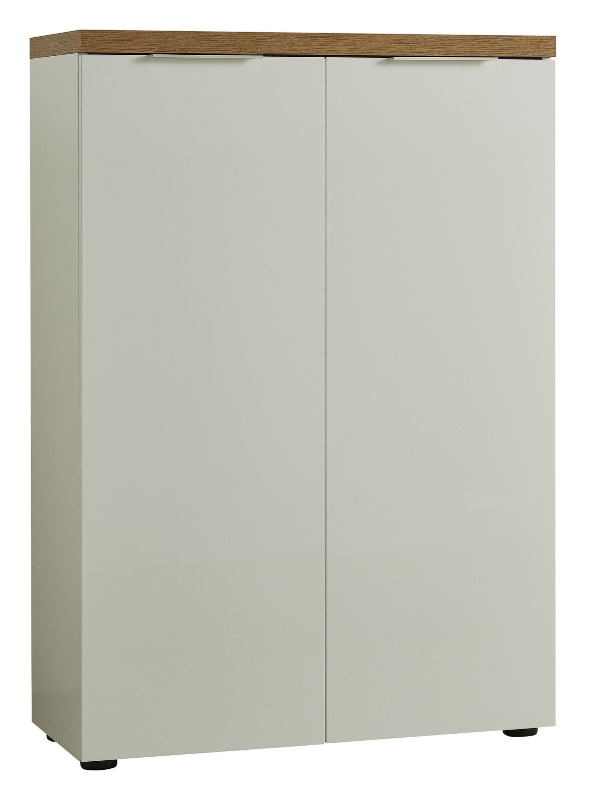 Moderner Schuhschrank mit zwei Türen in Holzoptik, Frontalansicht