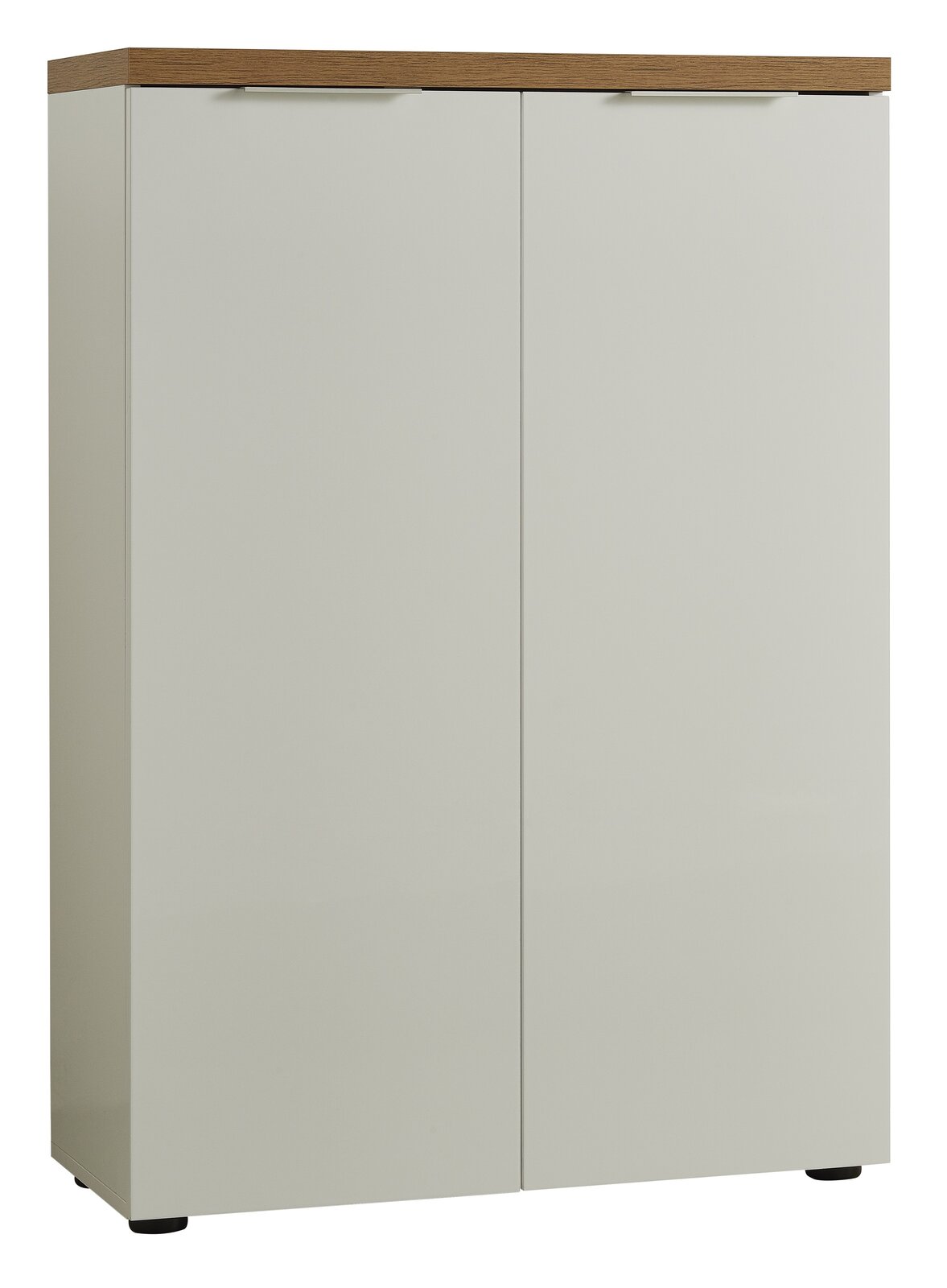 Moderner Schuhschrank mit zwei Türen in Holzoptik, Frontalansicht