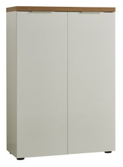 Moderne schoenenkast met twee deuren in houtlook, vooraanzicht