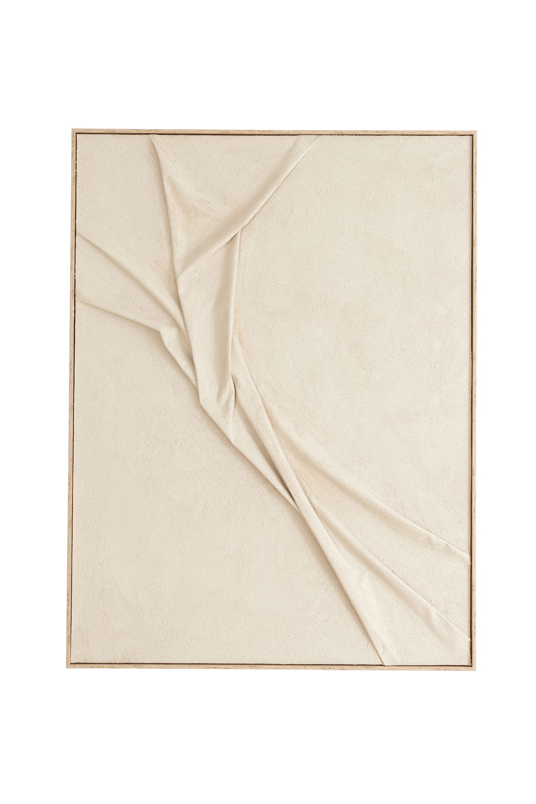 Wandornament mit gefalteter Textur in neutralen Tönen, frontal abgebildet