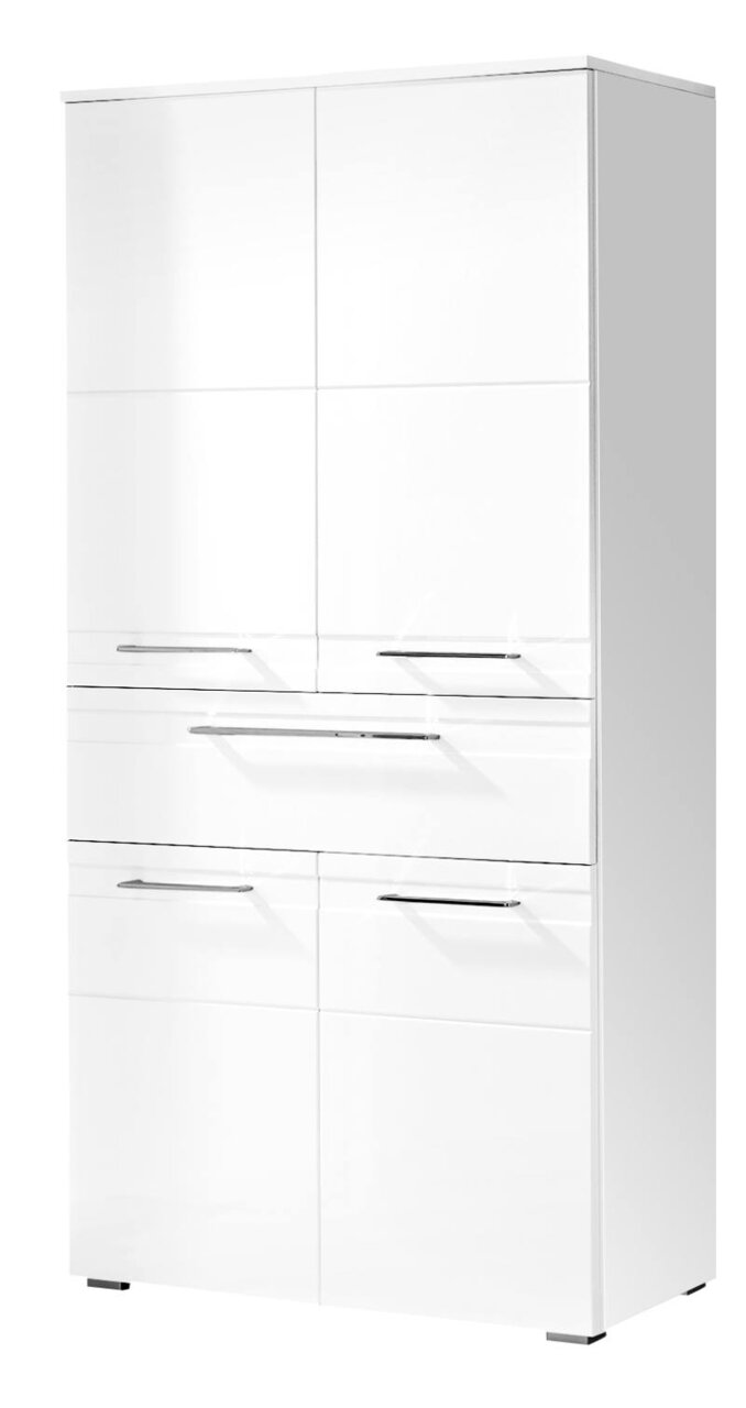 XORA Midischrank 76 cm DORIA Weißer Midischrank mit mehreren Schubladen und Türen, frontale Perspektive