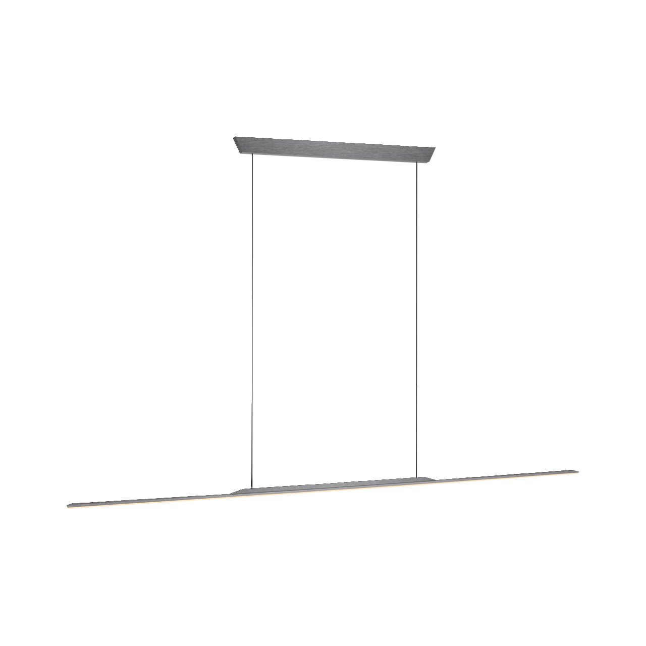 Moderne Pendelleuchte PURE Surface von Paul Neuhaus in seitlicher Perspektive, mit schlankem, minimalistischem Design und zwei dünnen Aufhängungen.