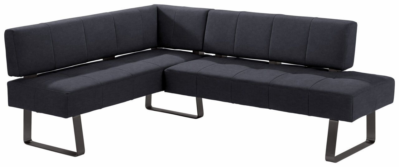 Moderano Eckbank LUPO II Moderne Eckbank in dunklem Stoffbezug mit Metallbeinen, seitliche Perspektive