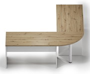 L-förmiger Wangenschreibtisch aus Holz mit weißem Gestell, Ansicht von oben